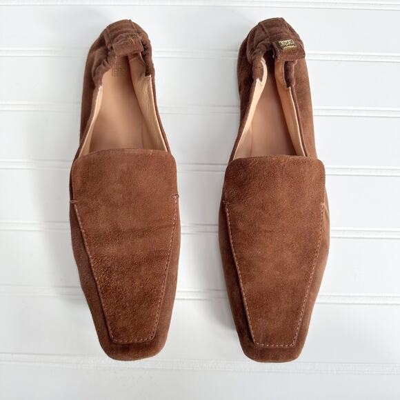 Toteme Chocolate Brown Suede Loafers Slip On Flats - Picture 2 of 14